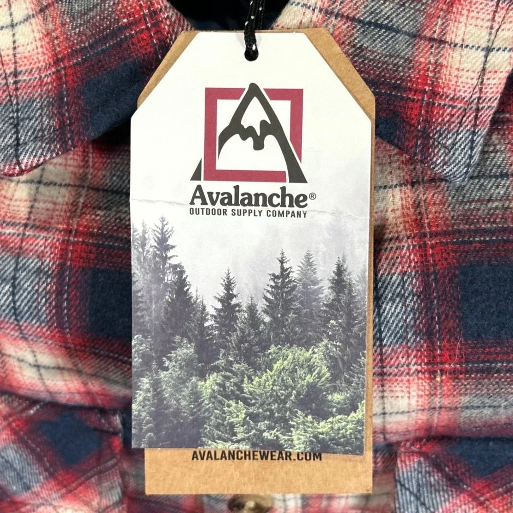 Avalanche Outdoor Supply Co Mens Medium Quilted Flannel Shirt Jacket Red Plaid